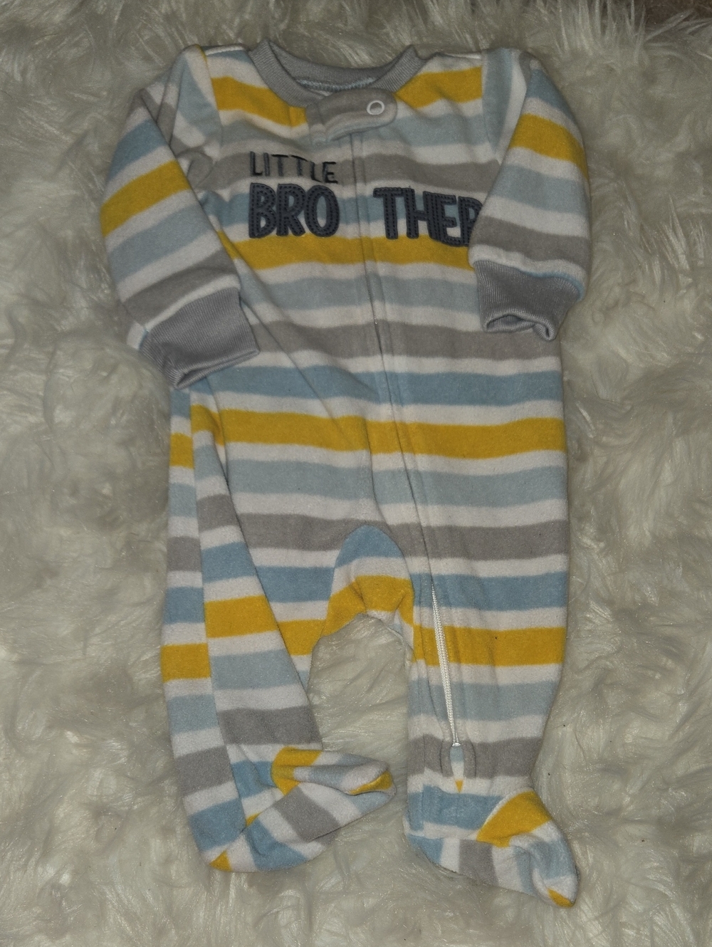 Little Brother Striped Fleece Footie Sleeper
